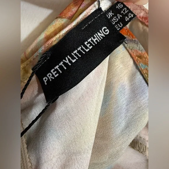 PLT Multi Marble Satin Ruched Skirt Corset Midi Dress Size 12 - Picture 8 of 8